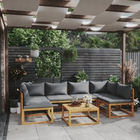3057622 3057622 vidaXL 7 Piece Garden Lounge Set with Cushion Solid Acacia Wood (2x311856+311858+311862) Γκρι, 1 Τεμάχιο