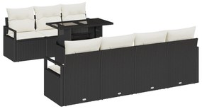 vidaXL Σετ Καναπέ Κήπου 8 Τεμαχίων με Μαξιλάρια Μαύρο Πολυ Ρατάν