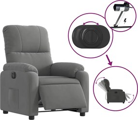 vidaXL Πολυθρόνα Ηλεκ. Ανακλινόμενη Ανύψωση Γκρι Υφασμάτινη Μικροϊνών