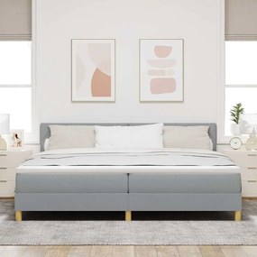 vidaXL Κρεβάτι box spring με στρώμα Ανοιχτό γκρι 200 x 200 cm ύφασμα