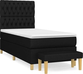 vidaXL Κρεβάτι Boxspring με Στρώμα Μαύρο 100 x 200 εκ. Υφασμάτινο