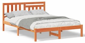 vidaXL Σκελετός Κρεβατιού Καφέ κεριού 135 x 190 cm Μασίφ ξύλο πεύκου