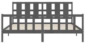 vidaXL Πλαίσιο Κρεβατιού με Κεφαλάρι Γκρι 200x200 εκ. Μασίφ Ξύλο