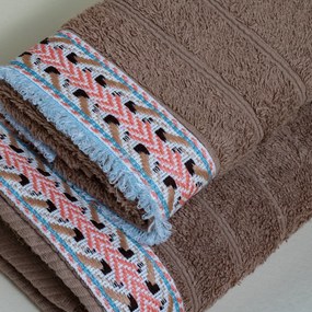 Πετσέτες Μπάνιου (Σετ 3τμχ) White Fabric Saira Beige 600gsm