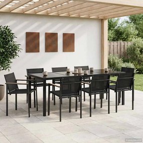 vidaXL Σετ Εξωτερικών Επίπλων 7 pcs Μαύρο και Ανθρακί Textilene
