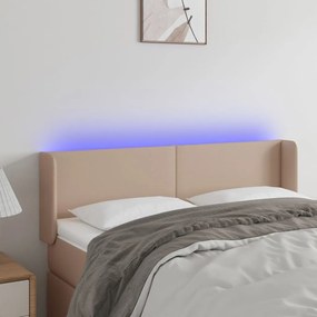 vidaXL Κεφαλάρι Κρεβατιού LED Καπουτσίνο 147x16x78/88εκ. Συνθετ. Δέρμα