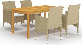 vidaXL Σετ Τραπεζαρίας Κήπου 5 Τεμαχίων Μπεζ