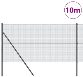 vidaXL Φράκτης με Στυλό Σκούρο Γκρι 10 x 1 μ (δίχτυ 16 x 16 χιλ)