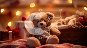 Intra Συλλεκτικό Ξύλινο Παζλ Plywood 4mm - Καφέ αρκουδάκι με χριστουγεννιάτικα στολίδια και δώρα Σε Ξύλινο Κουτί - Διαστάσεις: 10x10 cm – 25 κομμάτια