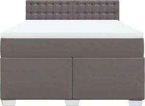 vidaXL Κρεβάτι Boxspring με Στρώμα Γκρι 140x200εκ. από Συνθετικό Δέρμα