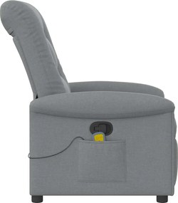 vidaXL Πολυθρόνα Μασάζ Ανακλινόμενη Ανοιχτό Γκρι Υφασμάτινη