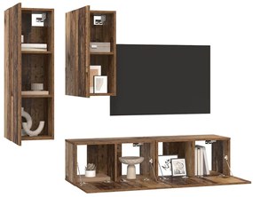vidaXL Σετ επίπλου τηλεόρασης 4 pcs Παλαιό ξύλο 30.5 x 30 x 90 cm