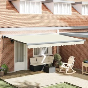 vidaXL Αυτόματη Ανακλινόμενη Τέντα Κρεμ 450 x 300 εκ.