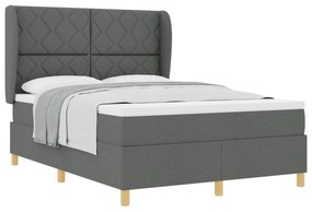 vidaXL Κρεβάτι Box Spring με στρώμα  Σκούρο Γκρι 140x200 εκ. Υφασμα