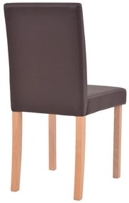Τραπεζαρία &amp; Καρέκλες 7 τεμ. Καφέ Συνθετικό Δέρμα / Ξύλο Δρυός - Καφέ