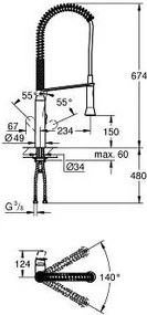 Μπαταρία κουζίνας Grohe K7