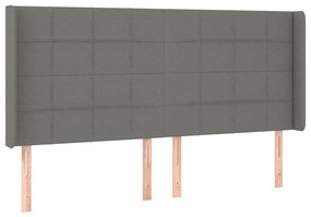 vidaXL Κρεβάτι Boxspring με Στρώμα &amp; LED Σκ.Γκρι 180x200 εκ Υφασμάτινο