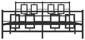 Πλαίσιο Κρεβατιού με Κεφαλάρι&amp;Ποδαρικό Μαύρο 150x200εκ. Μέταλλο - Μαύρο