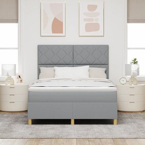 vidaXL Box Spring Bed Με Στρώμα Ανοιχτό Γκρι 140x200 cm Ύφασμα