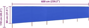 vidaXL Προστατευτικό Αέρα με 5 Πάνελ Αζούρ Μπλε 600x80 εκ. Υφασμάτινο