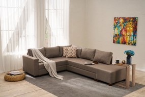 Corner Sofa-Bed Aly Arzilla Right - Brown Brown
