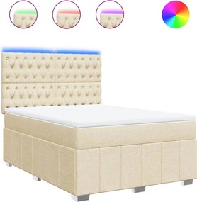 vidaXL Κρεβάτι Boxspring με Στρώμα Κρεμ 140x190 εκ. Υφασμάτινο