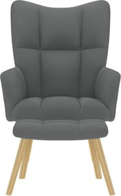 vidaXL Πολυθρόνα Relax Σκούρο Γκρι Υφασμάτινη με Υποπόδιο
