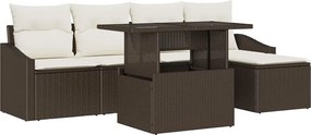 vidaXL Σετ Καναπέ Κήπου με μαξιλάρι 6 pcs Καφέ και κρεμ