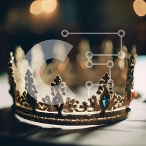 Intra Συλλεκτικό Ξύλινο Παζλ Plywood 4mm - Χρυσό στέμμα στο τραπέζι με φωτάκια Σε Ξύλινο Κουτί - Διαστάσεις: 10x10 cm – 25 κομμάτια