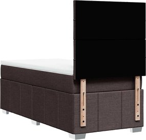 vidaXL Κρεβάτι Boxspring με Στρώμα Σκούρο Καφέ 90x200 εκ. Υφασμάτινο