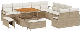 vidaXL Σετ Καναπέ Κήπου με μαξιλάρι 13 pcs Μπεζ Πολυ ράταν