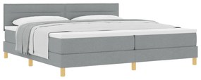 vidaXL Box Spring Bed με Στρώμα Ανοιχτό Γκρι 200x200 cm Ύφασμα