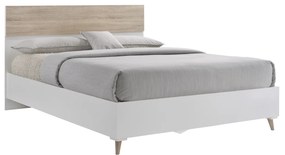 Κρεβάτι Διπλό ALIDA Sonoma/Λευκό Μοριοσανίδα 157x203x100cm (Για Στρώμα 150x200cm)