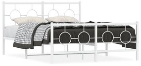 Πλαίσιο Κρεβατιού με Κεφαλάρι&amp;Ποδαρικό Λευκό 140x190εκ. Μέταλλο