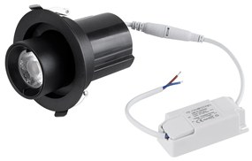 GloboStar VIRGO-S 60305 Χωνευτό LED Spot Downlight TrimLess Φ9cm 7W 875lm 36° AC 220-240V IP20 Φ9cm x Υ9cm - Στρόγγυλο - Μαύρο - Θερμό Λευκό 2700K - Bridgelux COB - 5 Years Warranty
