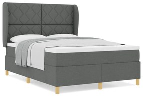 vidaXL Κρεβάτι Box Spring με στρώμα  Σκούρο Γκρι 140x200 εκ. Υφασμα