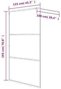 vidaXL Διαχωριστικό Ντουζιέρας Μαύρο 115x195 εκ. από Διάφανο Γυαλί ESG