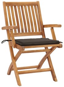 vidaXL Καρέκλες Κήπου Πτυσσόμενες 8 τεμ. Μασίφ Ξύλο Teak με Μαξιλάρια