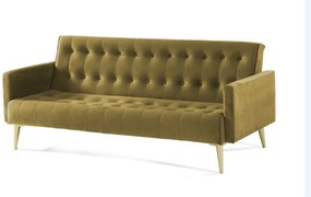 Καναπές κρεβάτι τριθέσιος 200x79x74 British Click-Clack ύφασμα χρώμα V-07 και χρυσά πόδια - 783-4102