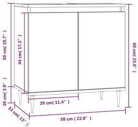 Ντουλάπι Μπάνιου Μαύρο 58 x 33 x 60 εκ. από Επεξεργασμένο Ξύλο - Μαύρο