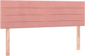 vidaXL Κρεβάτι Boxspring με Στρώμα &amp; LED Ροζ 140x190 εκ. Βελούδινο