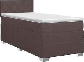 vidaXL Κρεβάτι box spring με στρώμα Σκούρο Καφέ 90 x 190 cm Ύφασμα