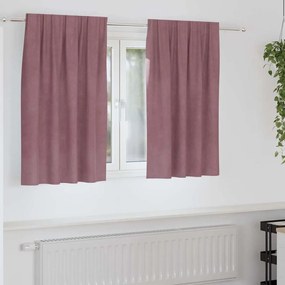vidaXL Κουρτίνες με κουρτίνες 2 pcs Σκούρο Ροζ 140 x 140 cm Βελούδο