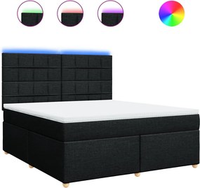 vidaXL Κρεβάτι Boxspring με Στρώμα Μαύρο 180x200 εκ. Υφασμάτινο