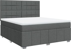 vidaXL Κρεβάτι Boxspring με Στρώμα Σκούρο Γκρι 180x200 εκ Υφασμάτιν