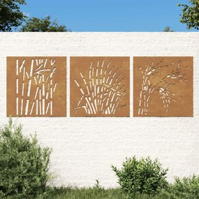 vidaXL Διακοσμητικά Κήπου Σχ. Γρασίδι 3 τεμ. 55x55 εκ. Ατσάλι Corten