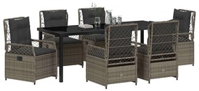 vidaXL Σέτ φαγητού για κήπο 7 pcs Γκρι συνθετικό ρατάν