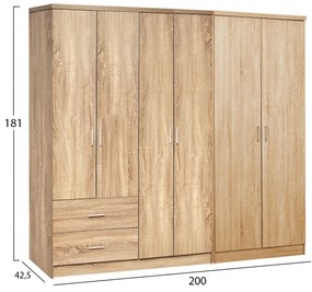 ΝΤΟΥΛΑΠΑ 6ΦΥΛΛΗ BLAKELY HM21235.02 ΜΕΛΑΜΙΝΗ ΧΡΩΜΑ SONAMA 201x43x181Υεκ