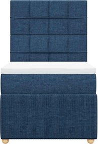 vidaXL Κρεβάτι Boxspring με Στρώμα Μπλε 90x200 εκ.Υφασμάτινο
