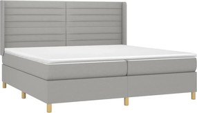 vidaXL Κρεβάτι Boxspring με Στρώμα &amp; LED Αν.Γκρι 200x200εκ. Υφασμάτινο